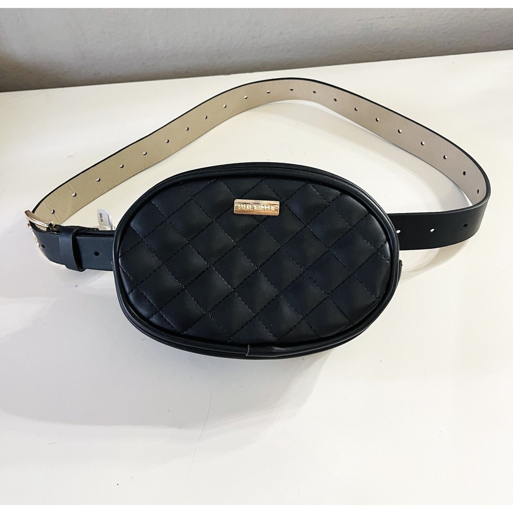 Steve Madden Black Faux‎ Leather Belt Bag Fanny Pack Belt